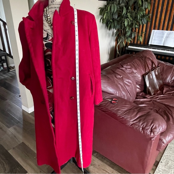 Vintage London Fog Red 100% Wool Lined Trench Coat Size 12-M - Picture 14 of 16